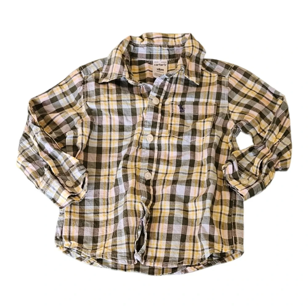 Carter's Kids Size 18M Long Sleeve Button Up Plaid Shirt